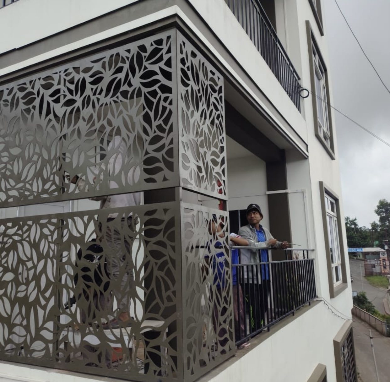 Laser-cut balcony façade screen — Laser-cut Panels & Art, Aizawl Mizoram